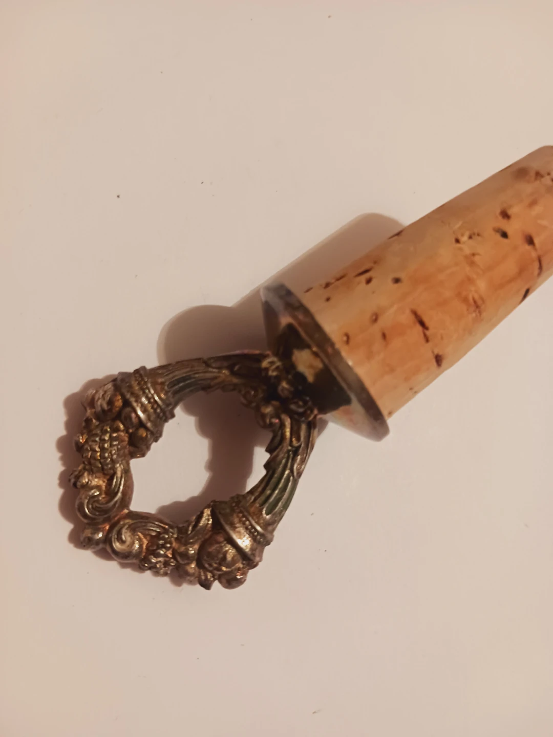 Vintage Ornate Silver & Cork Wine Stopper - photo 2