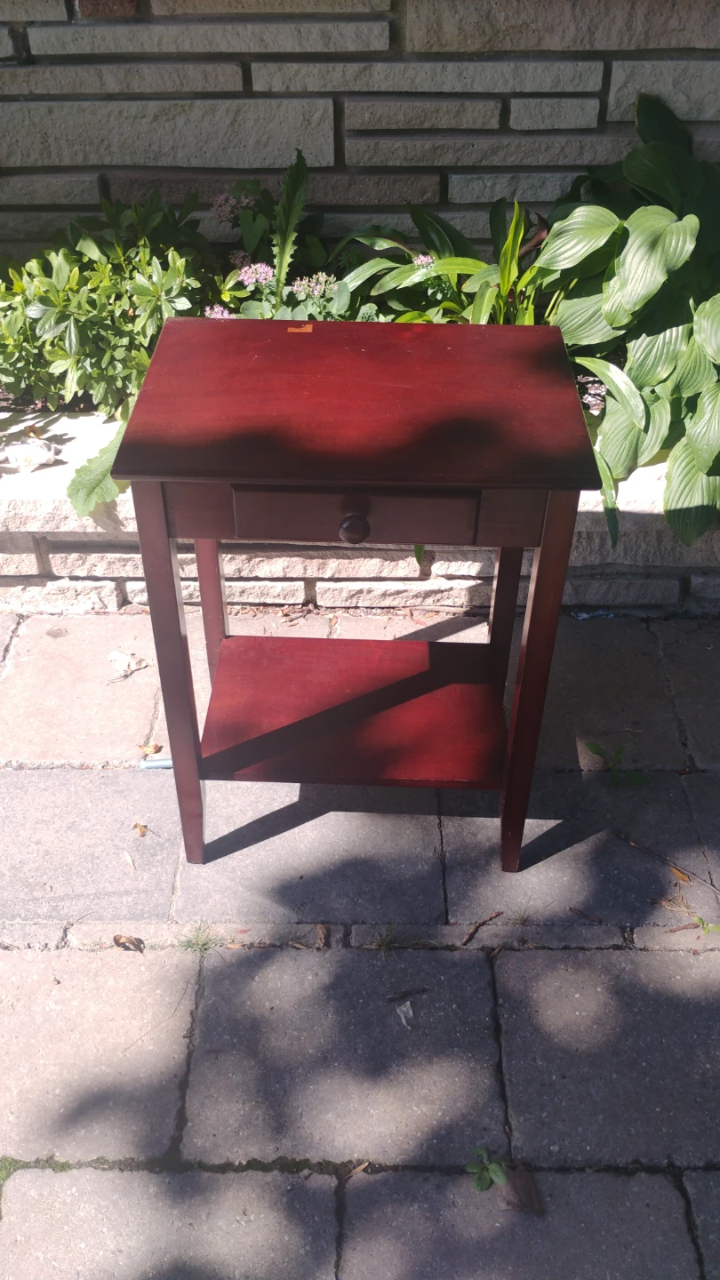 Dark Wood End Table with Drawer