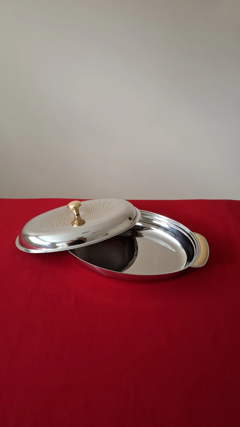 Oval Stainless Steel Serving Platter with Lid - photo 2