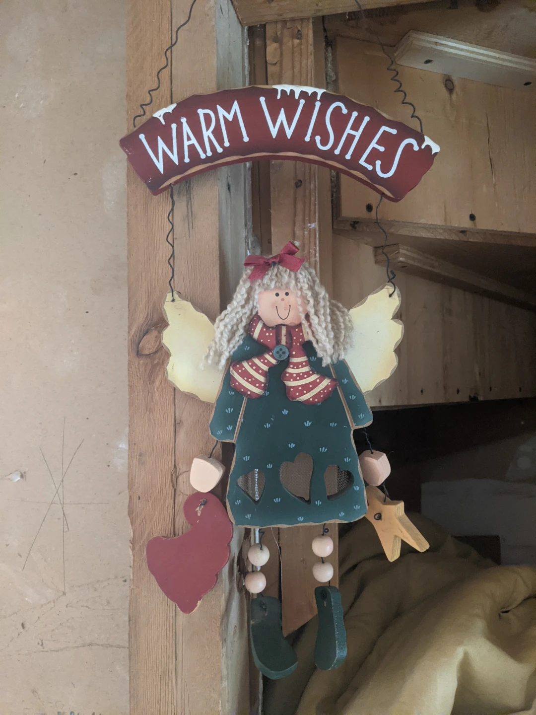 Warm Wishes Angel Wooden Hanging Decoration