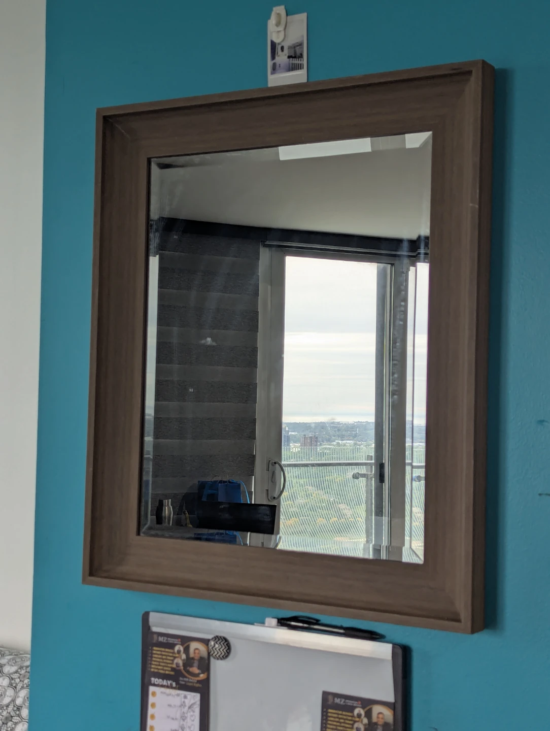Wall Mirror with Wood-Tone Frame