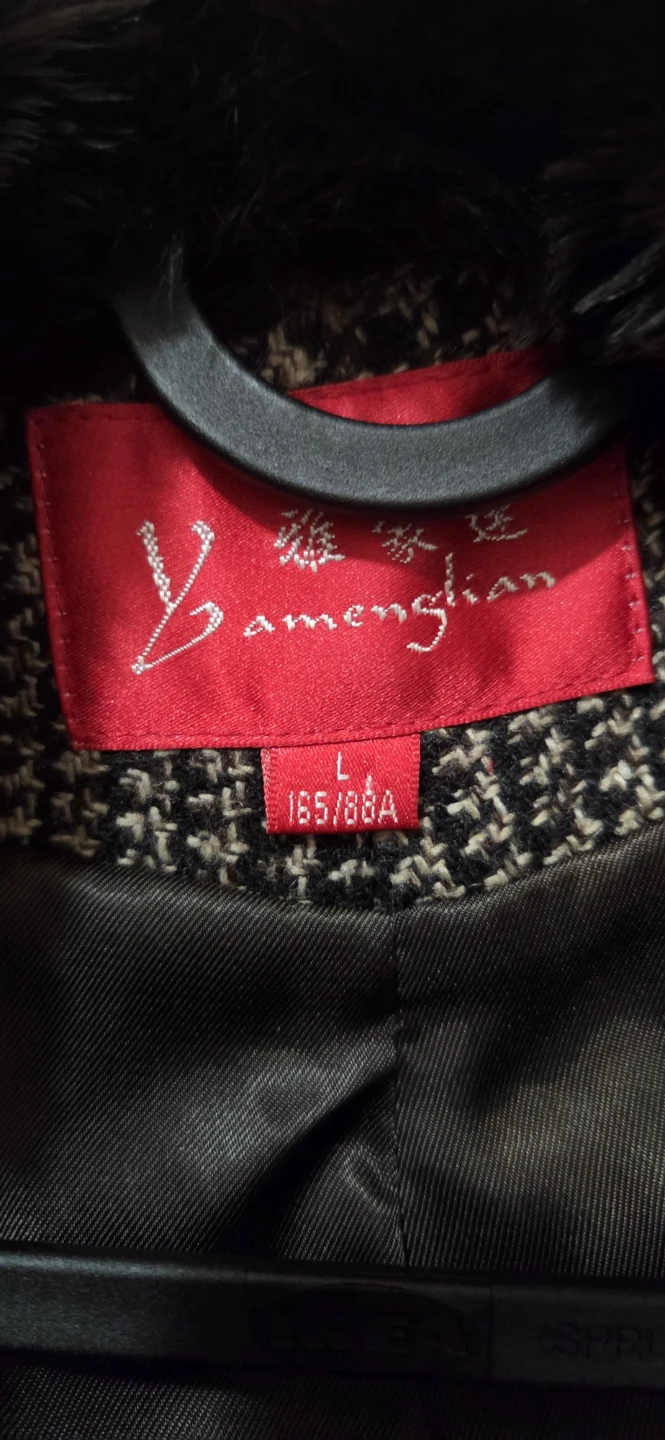 Yamenghian Plaid Coat with Fur Collar - photo 2