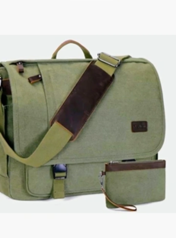 Nekten Padded Canvas 15 in Laptop Messenger Shoulder Bag