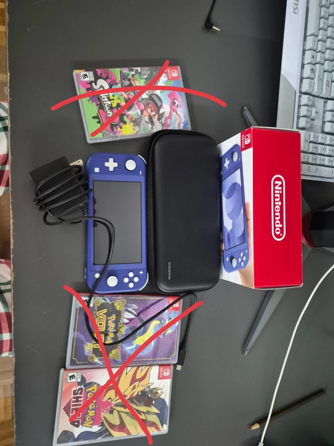 Nintendo Switch Lite Blue with Games and Case