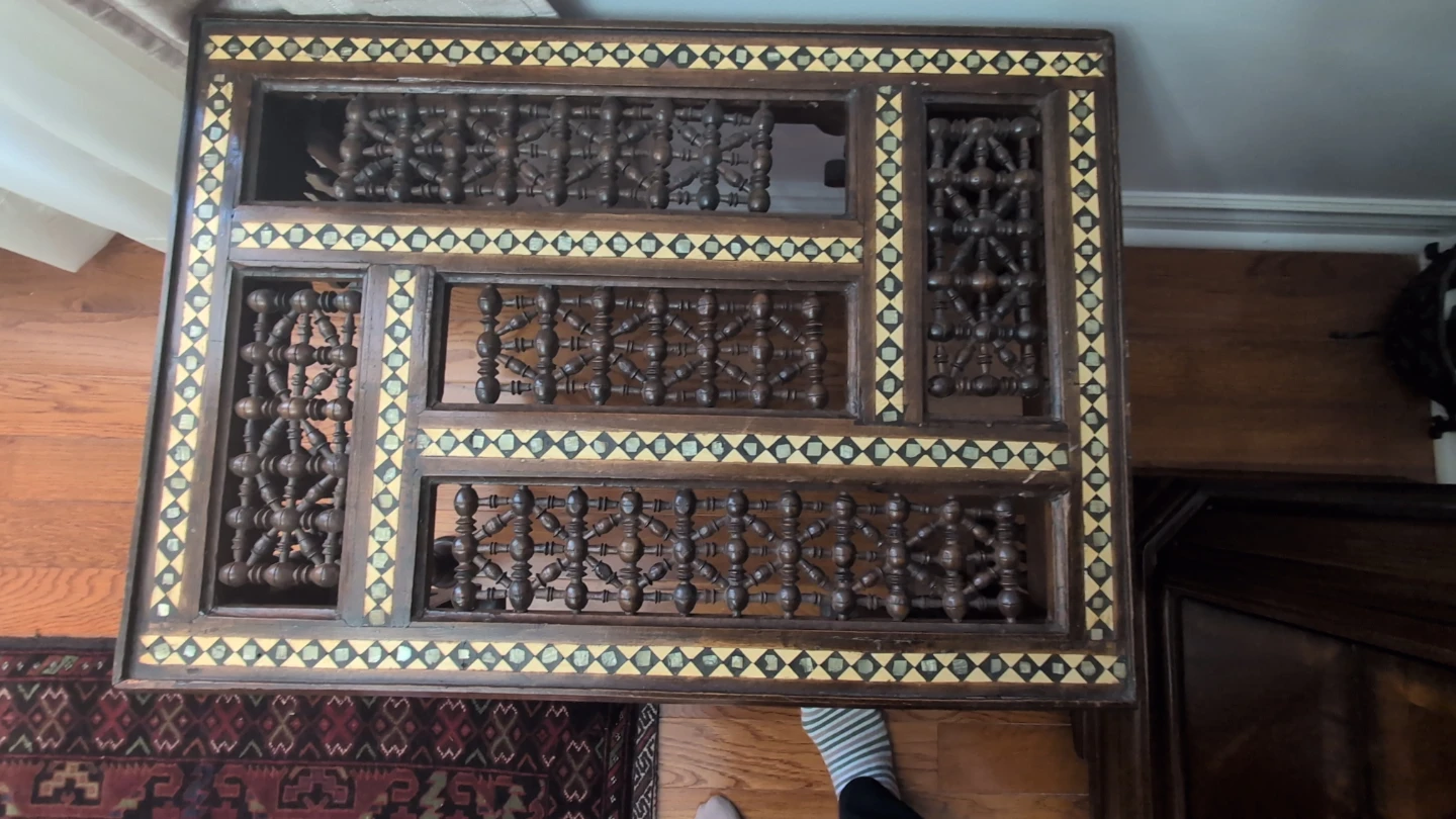 Ornate Wooden Side Table with Inlay - photo 5
