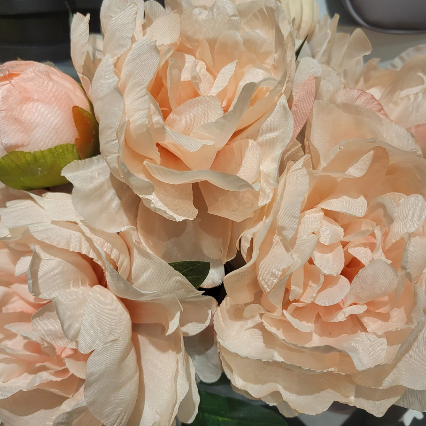 Artificial Peony Arrangement in Galvanized Pot - photo 4