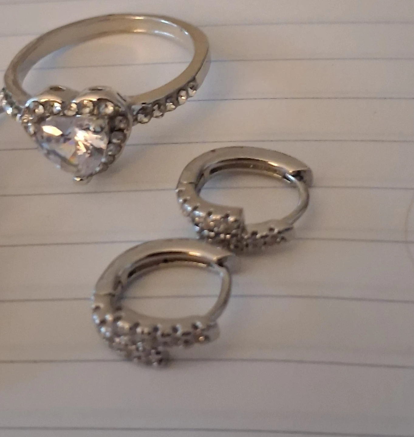 Rhinestone Ring and Earrings Set - photo 3