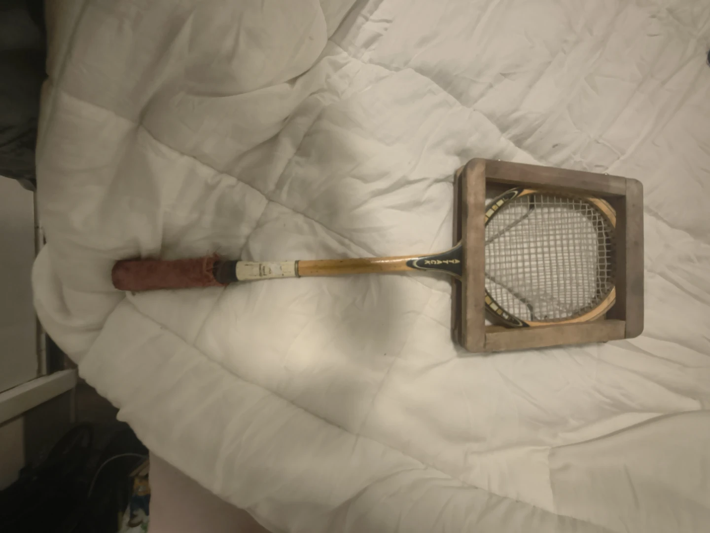 Vintage Martin Attack Wooden Tennis Racket with Press