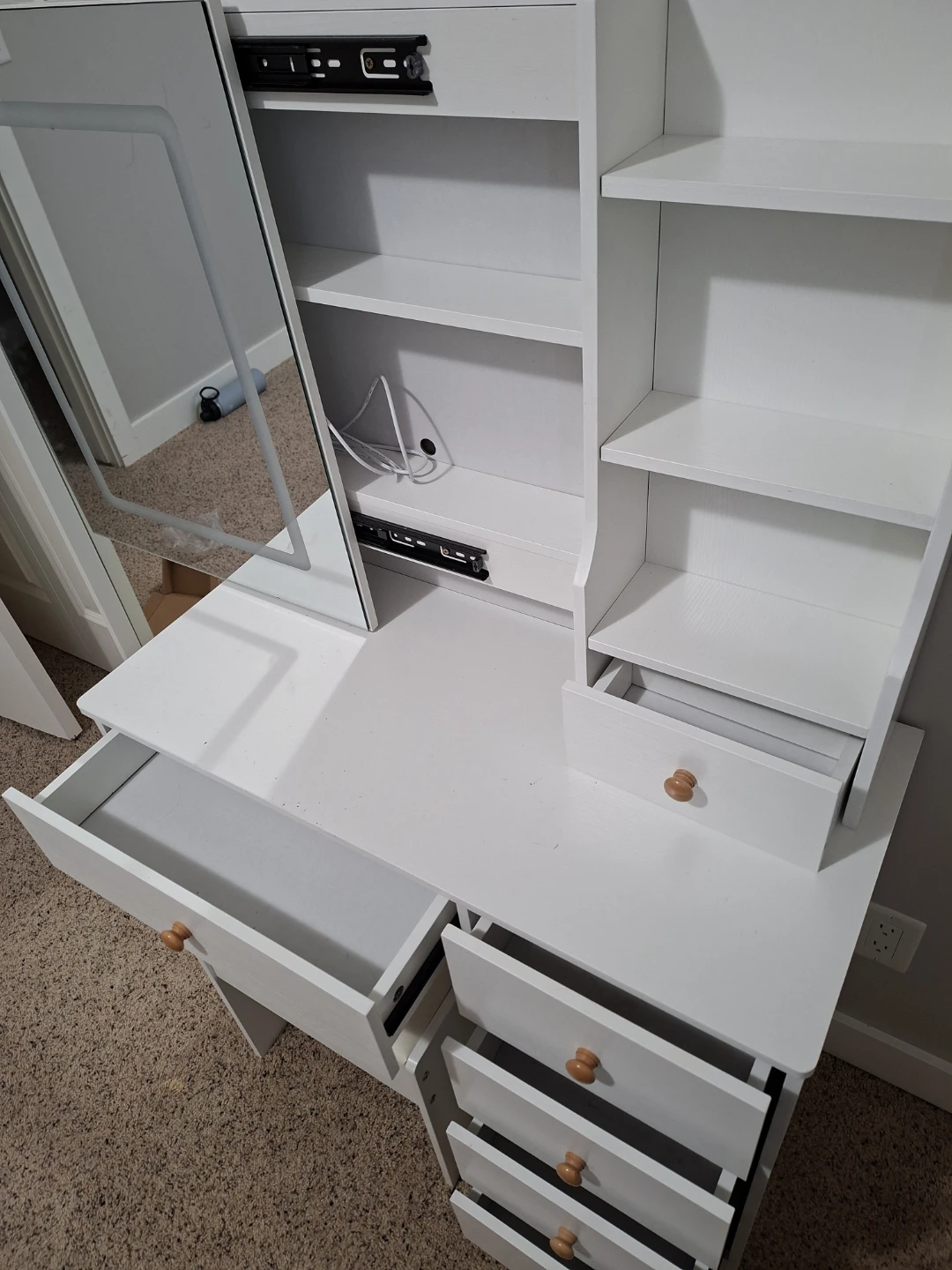 White Vanity with LED Mirror and Stool - photo 3