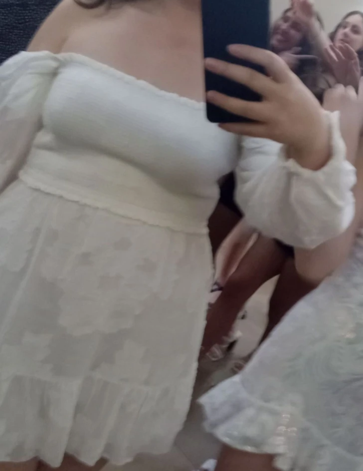 Aritzia White long sleeve smocked mini dress - photo 2