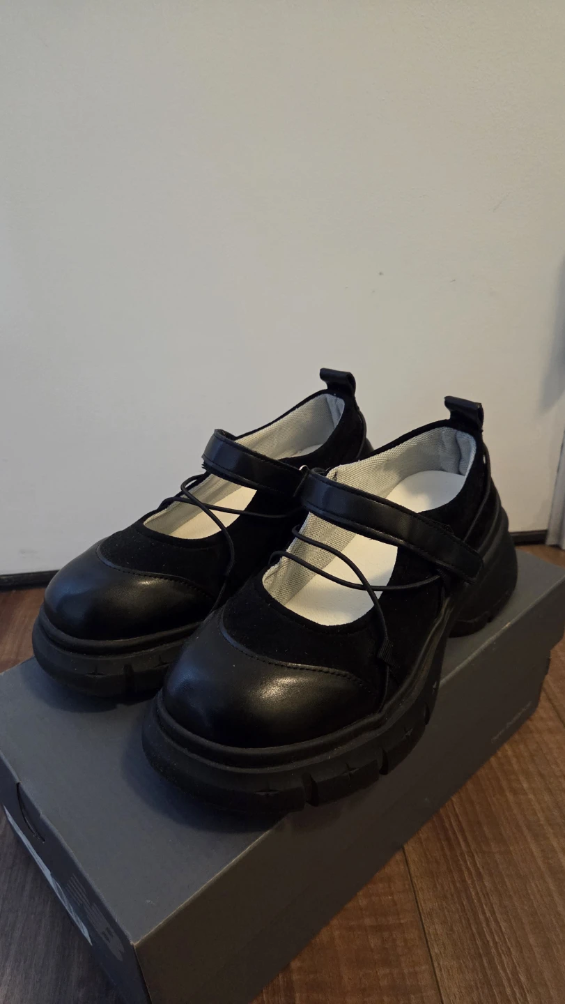 Chunky black platform Mary Jane shoes