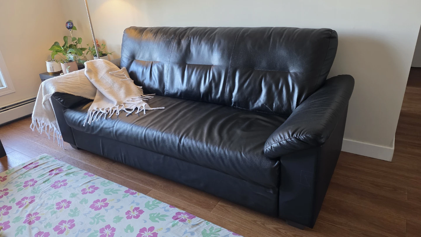 Black Leather Sofa - photo 2