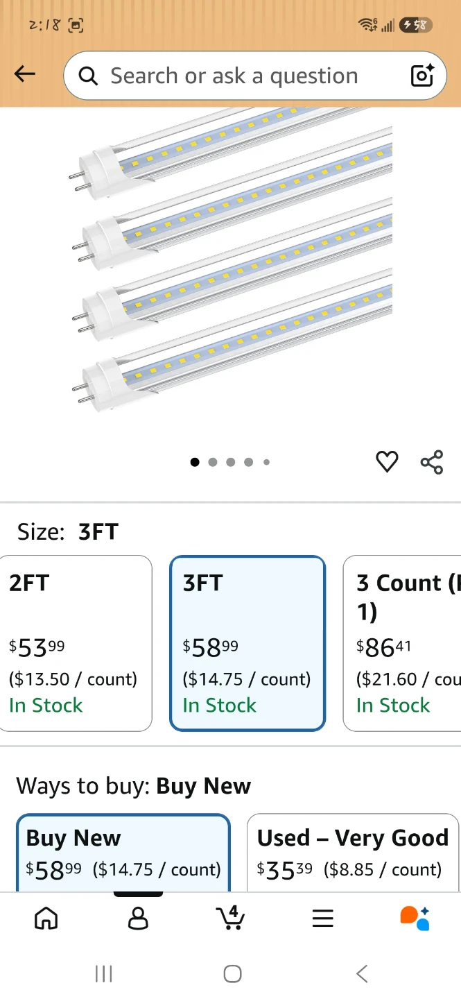 3FT T8 LED Light Bulbs 4-Pack - photo 2