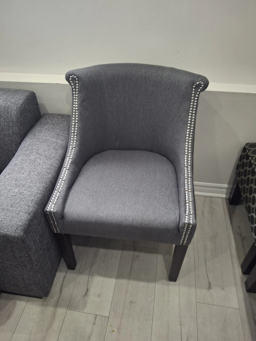 Set of Two Grey Accent Chairs and matching sofa - photo 3