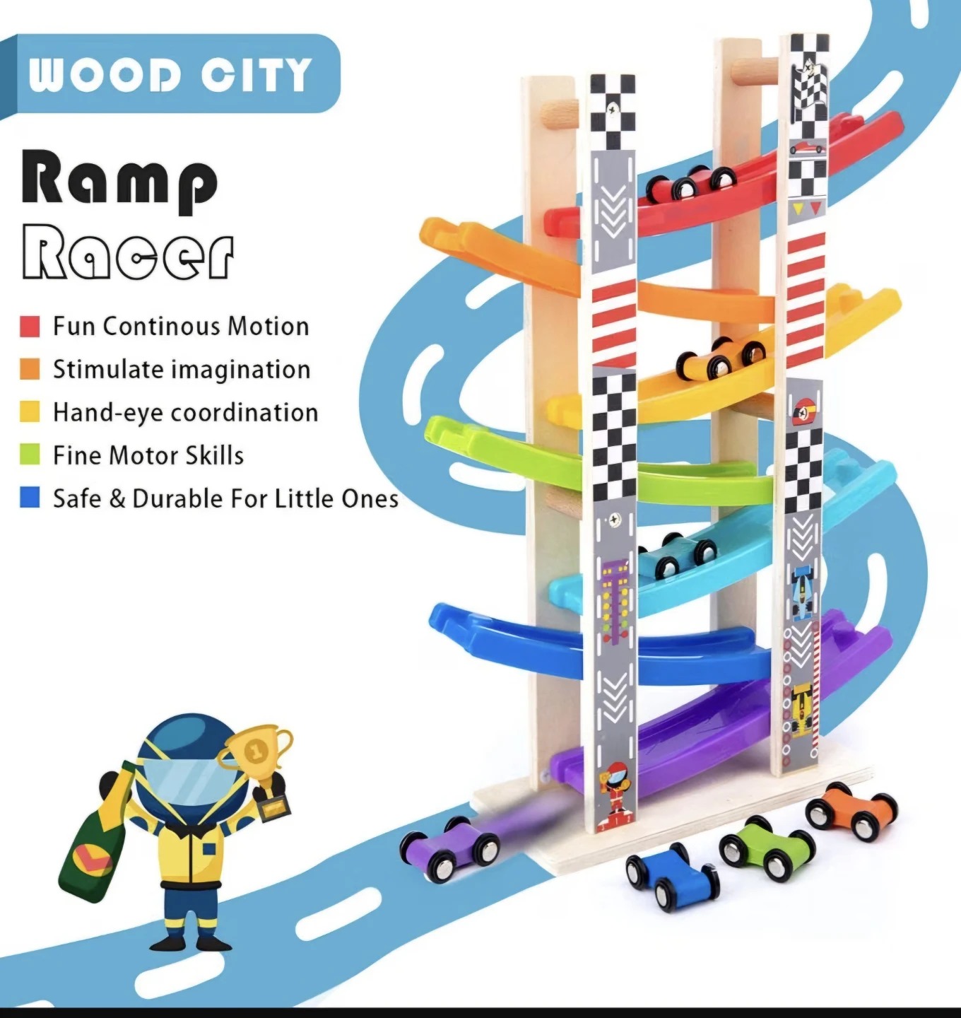 WOOD CITY Wooden Race Track Playset - photo 4