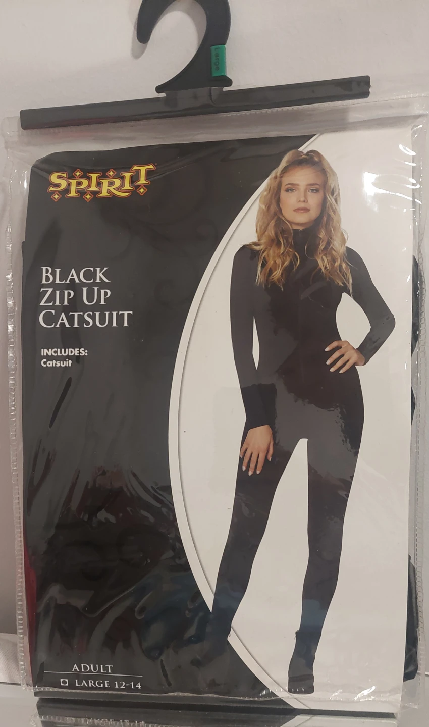 Black Zip Up Catsuit & Handcuffs: See Size chart