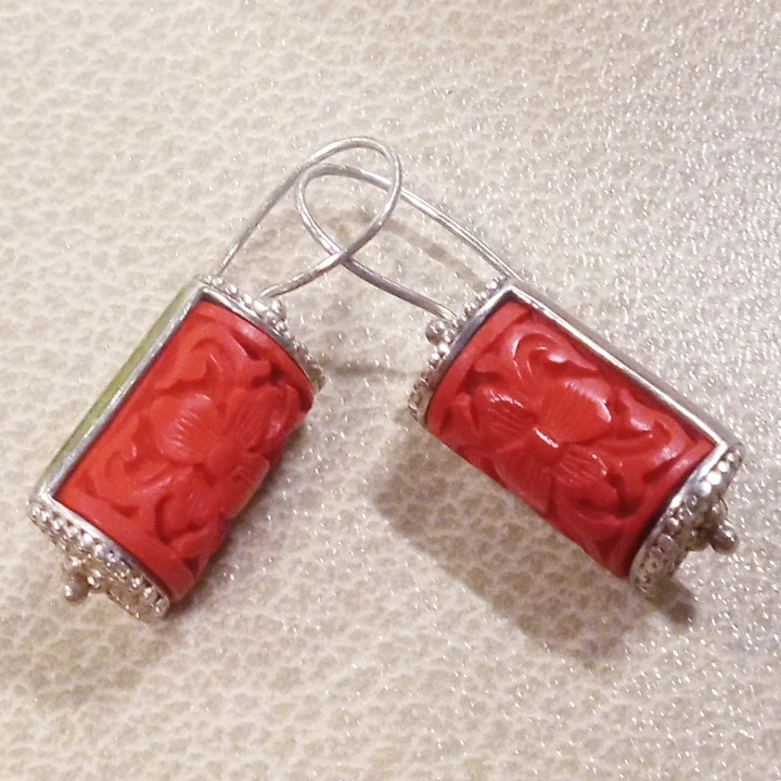 Vintage Signed Sajen 925 Pierced Earrings Red - photo 4