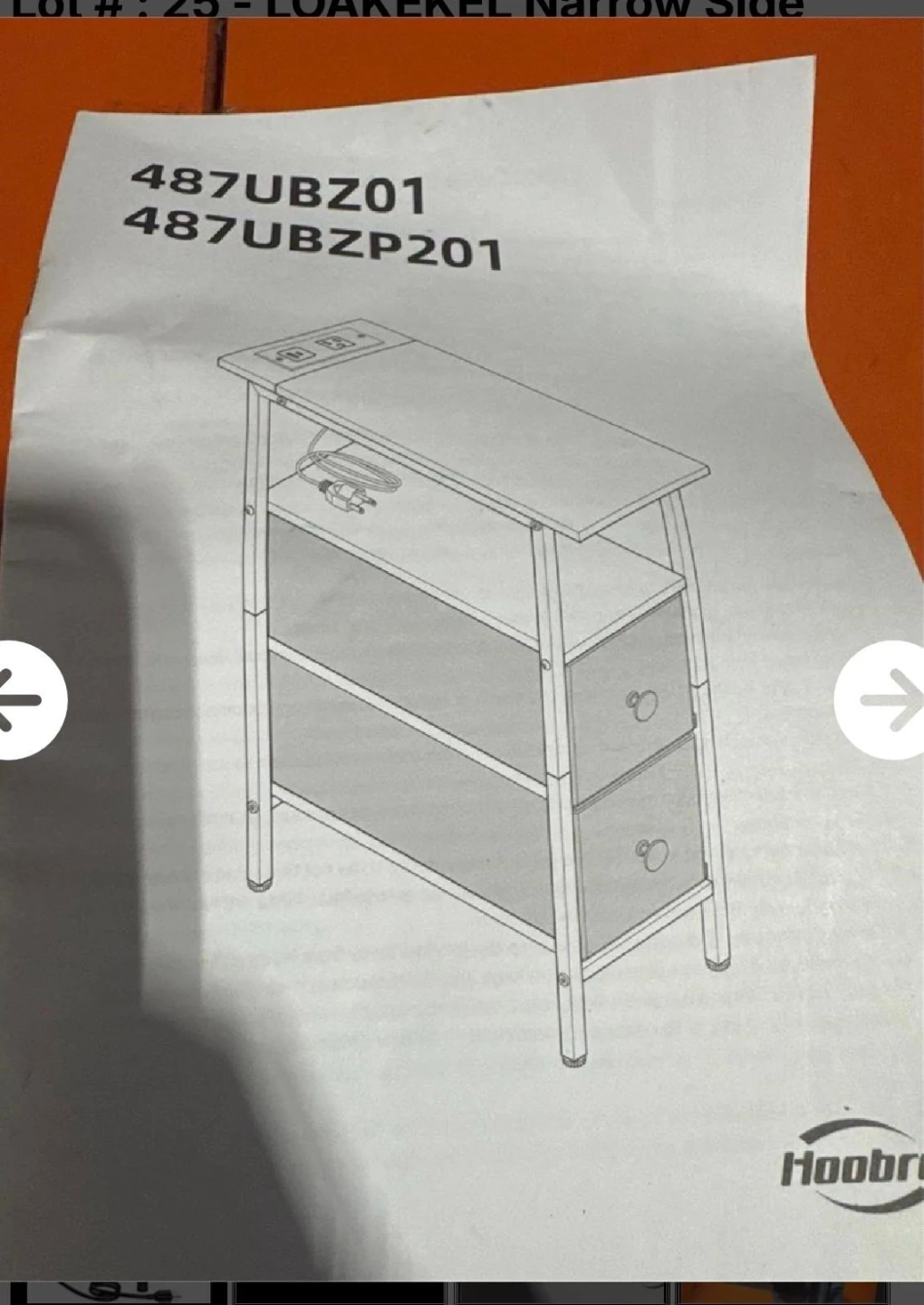 Hoobro Narrow Side Table with Charging Station