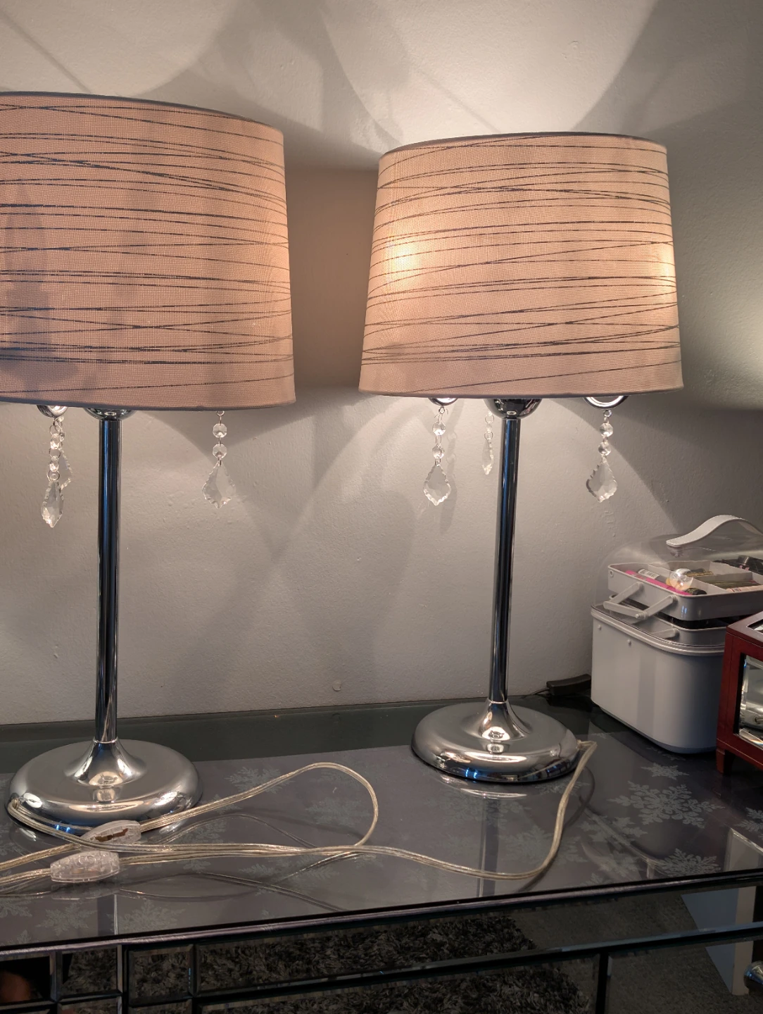 Set of Two Crystal Accent Table Lamps