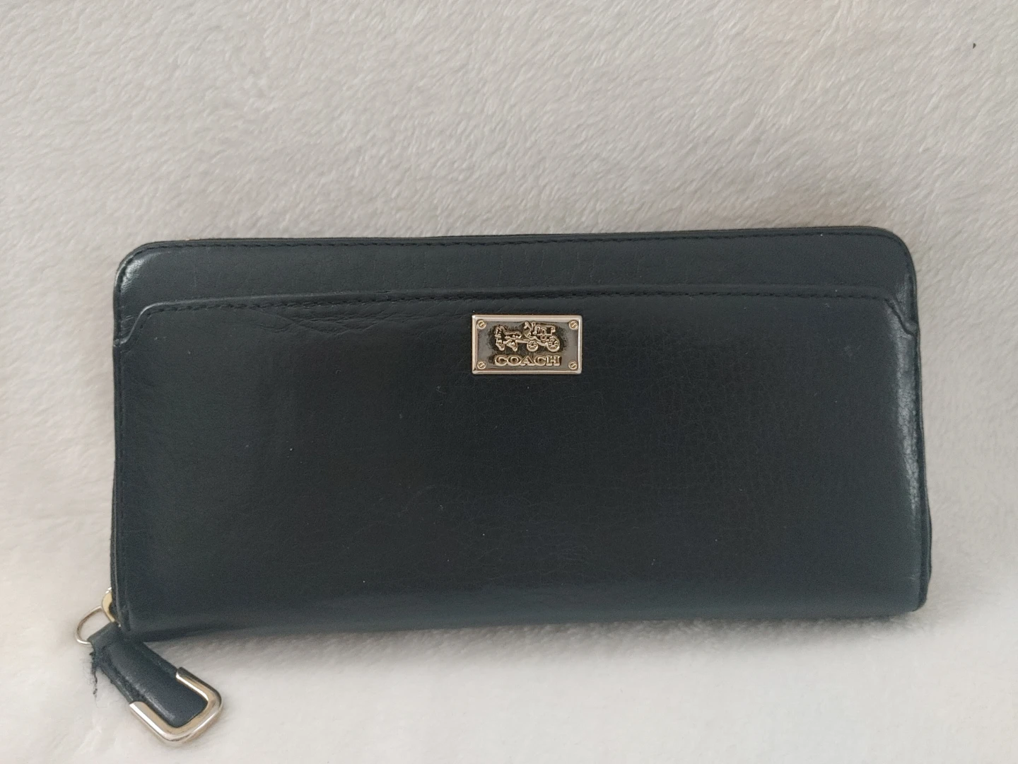 Coach Black Leather Zip Around Wallet