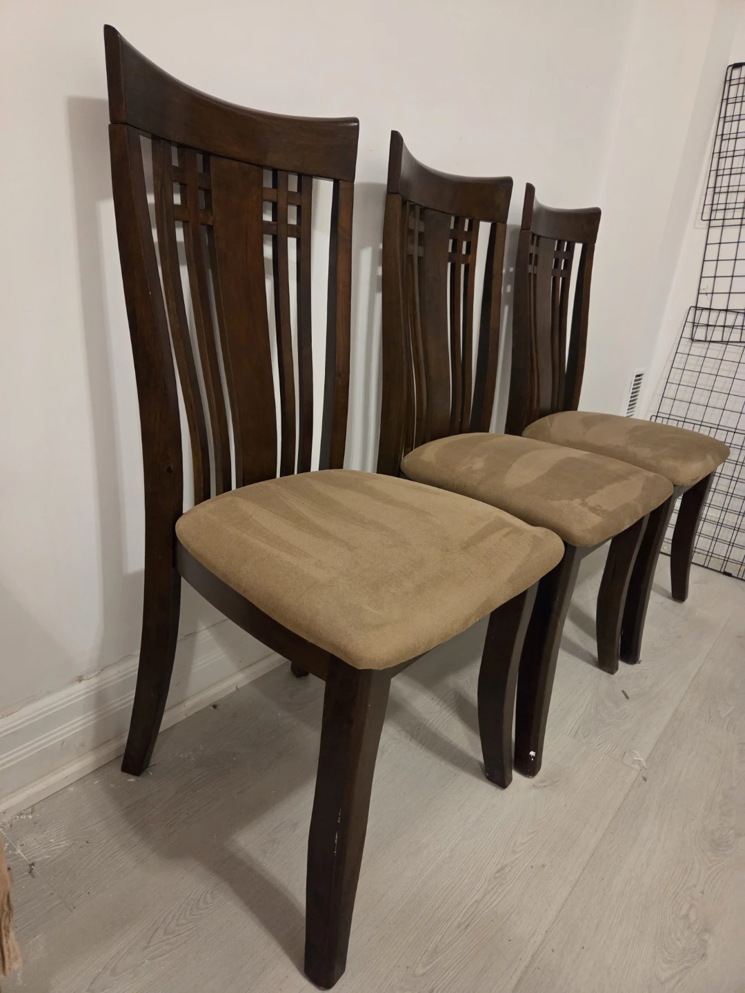 Three dark wood dining chairs - photo 2