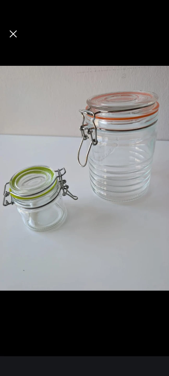 Set of Two Glass Storage Jars with Airtight Lids