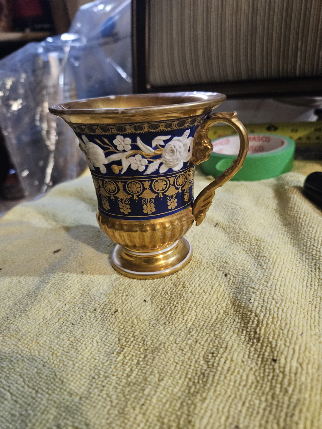 Vintage Cobalt Blue and Gold Porcelain Teacup - photo 2