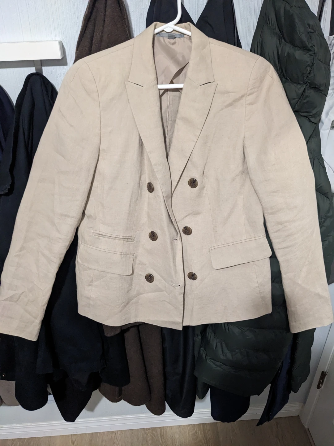 Uniqlo Double-Breasted Blazer Beige Medium - photo 2