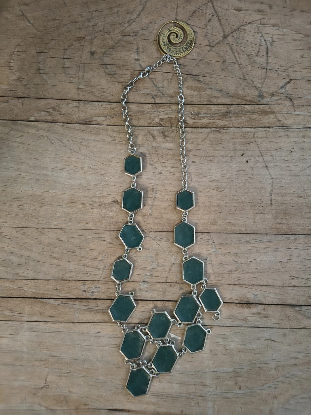 Green Geometric Statement Necklace - photo 2