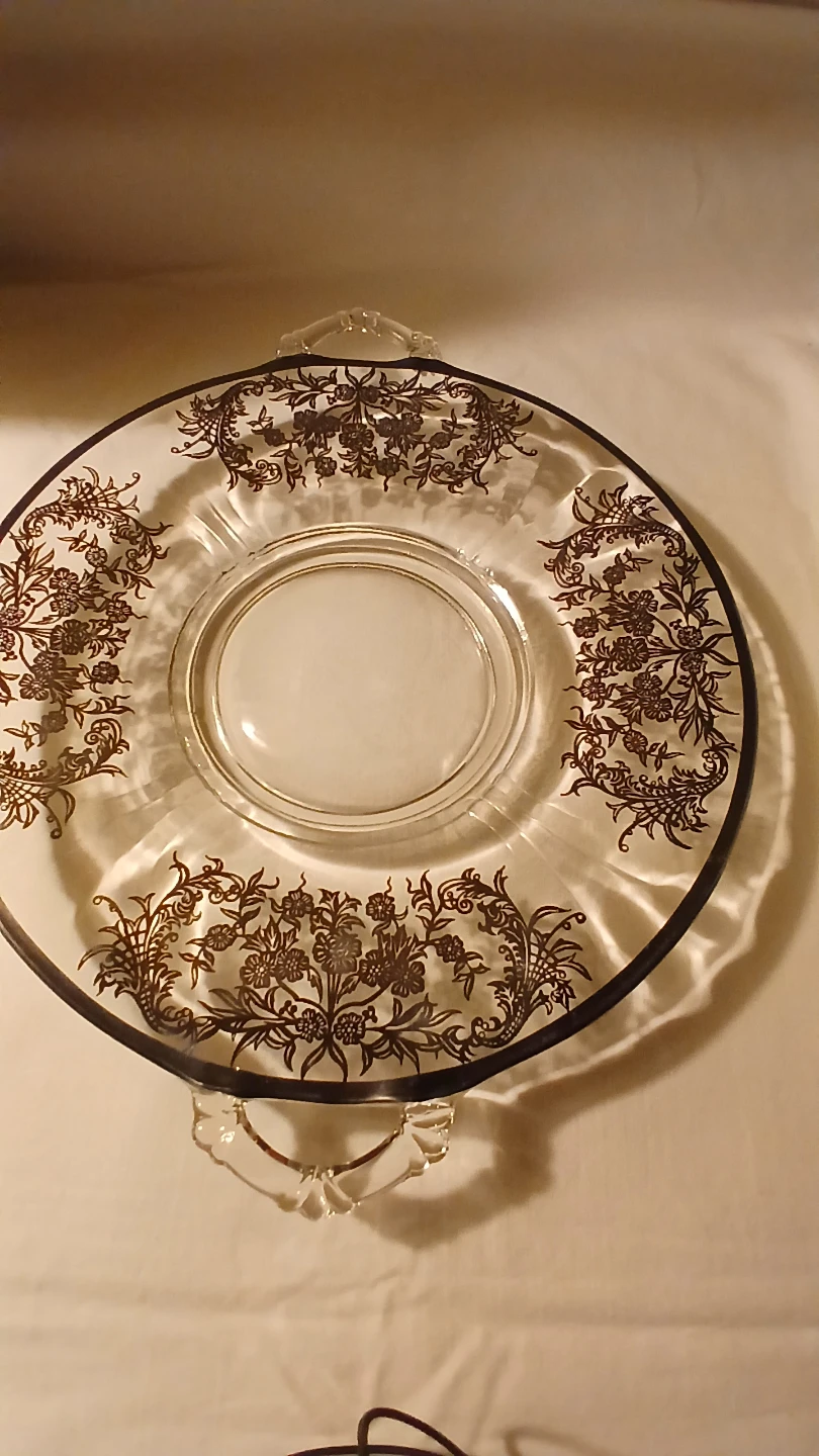 Vintage glass etched dish for $10.00