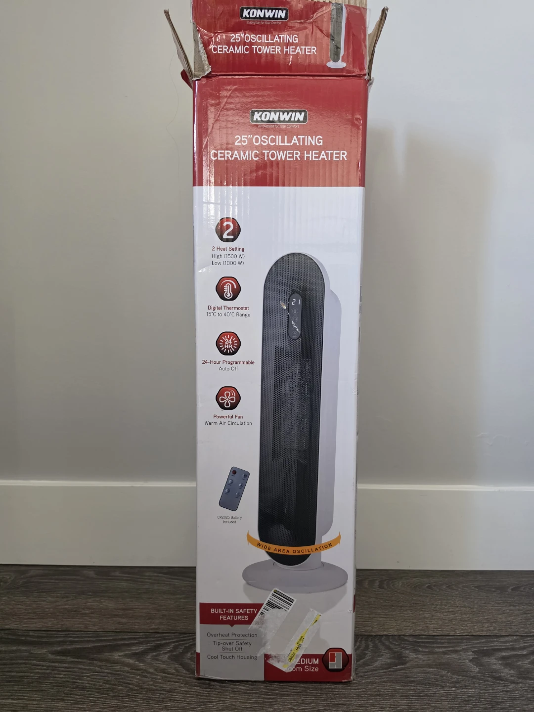 Konwin 25" Oscillating Ceramic Tower Heater - photo 2