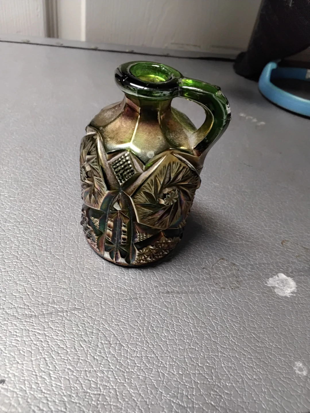 Vintage Iridescent Carnival Glass Mini Pitcher