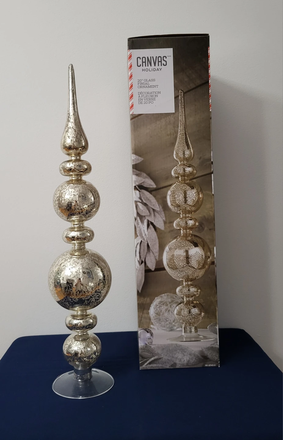 20-inch Silver Mercury Glass Holiday Finial