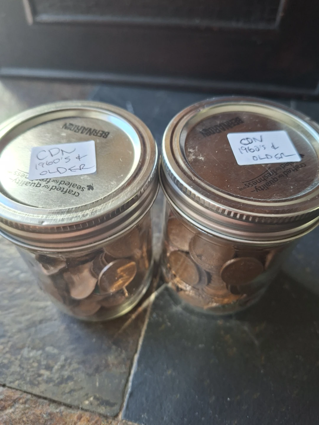 Two Jars of Canadian 1960s and Older Pennies