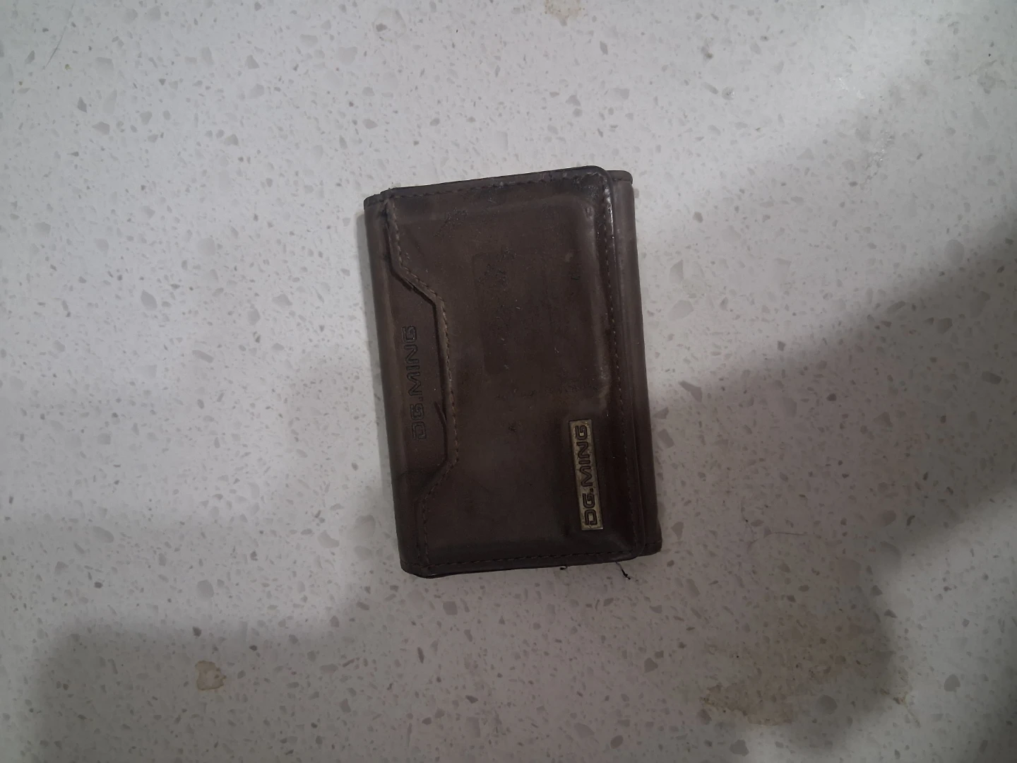 DG.MING brown tri-fold leather wallet