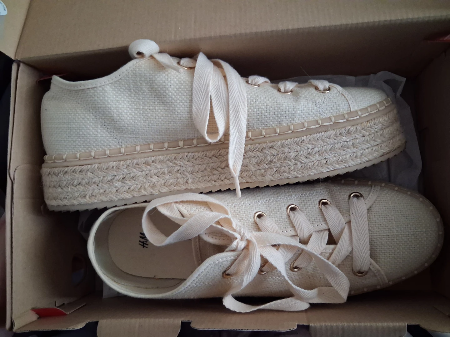 H&M Cream Canvas Platform Sneakers - photo 2