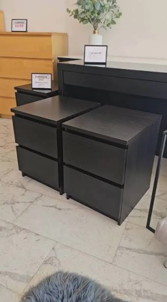 IKEA MALM Chest of 2 Drawers - Black-Brown