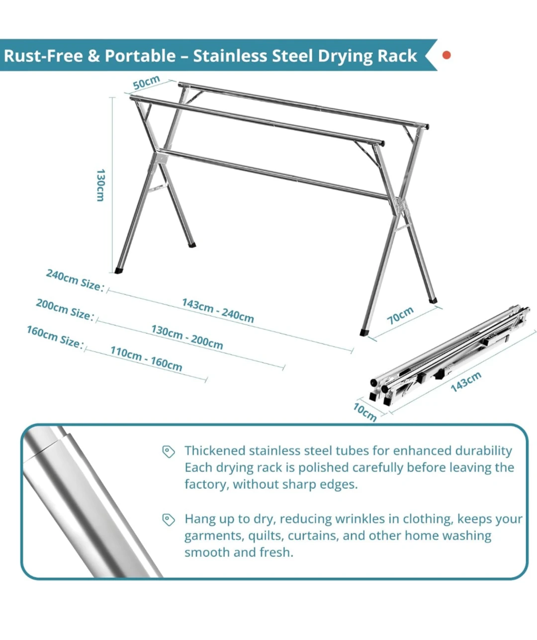 Stainless Steel Extendable Drying Rack - photo 3