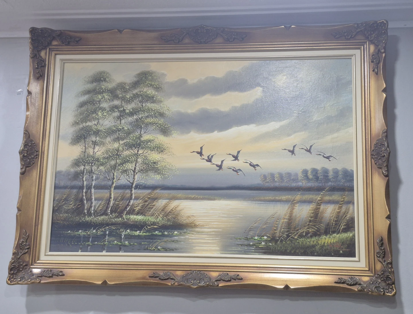 Large Framed Landscape Oil Painting