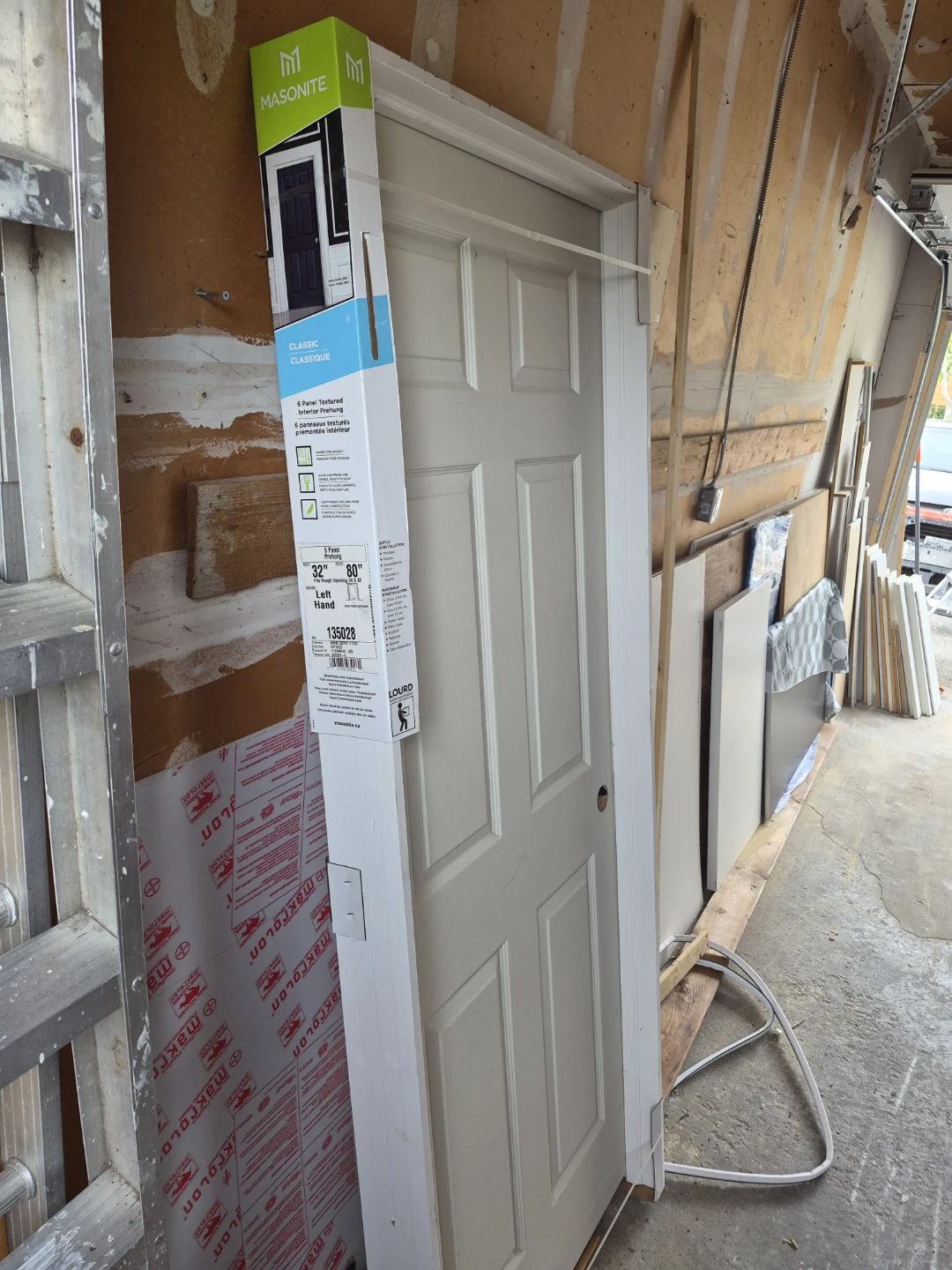 Masonite 32" x 80" Left Hand 6-Panel Interior Prehung Door