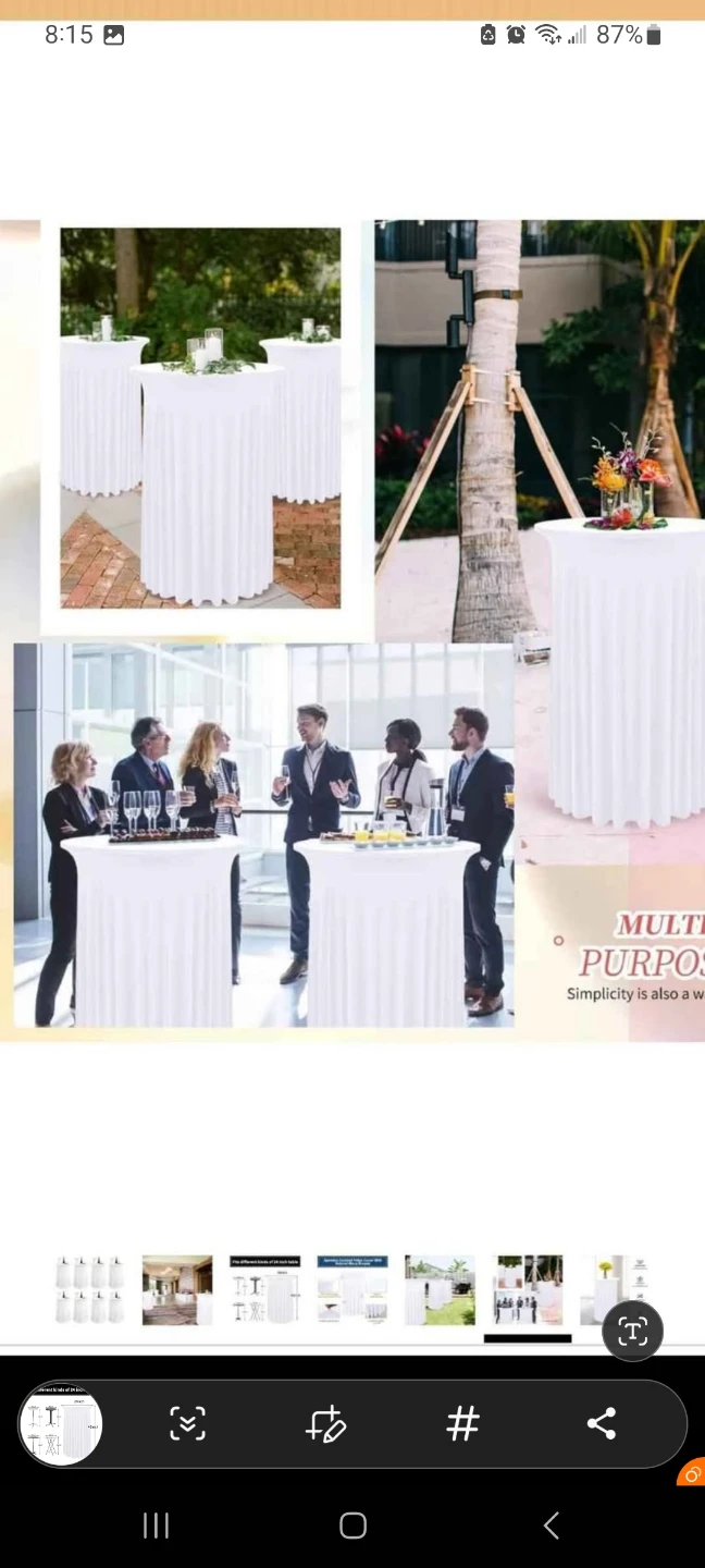 Set of 8 White Spandex Cocktail Table Covers - photo 2