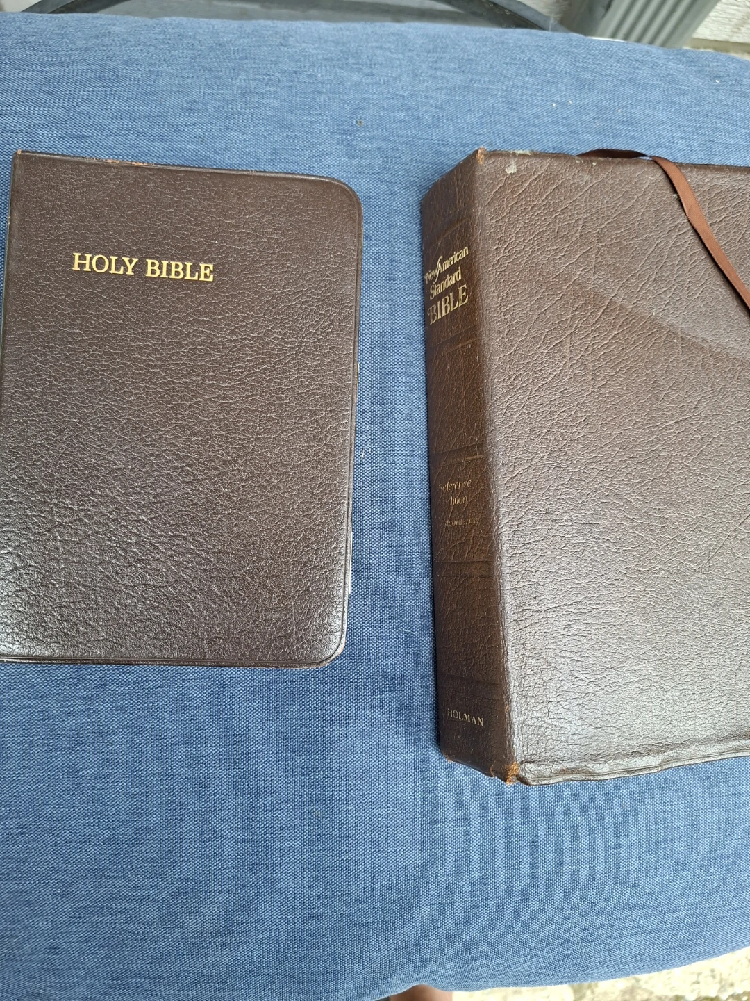 Vintage Brown Leather Bibles: NASB & KJV
