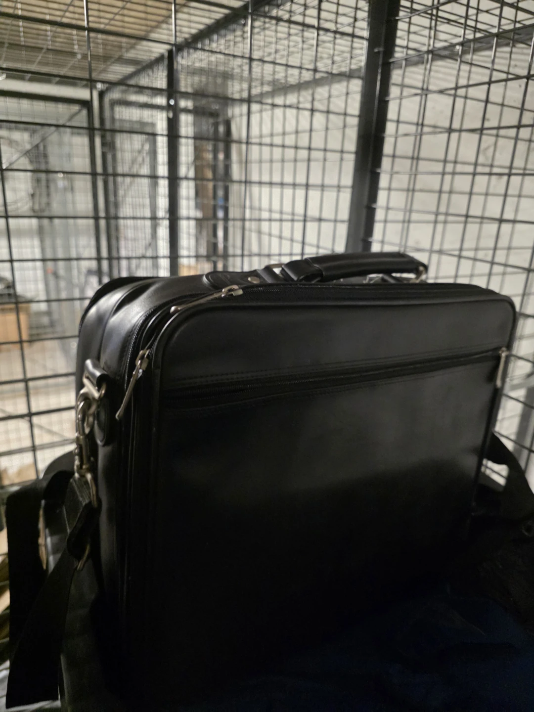 Black Leather Laptop Briefcase