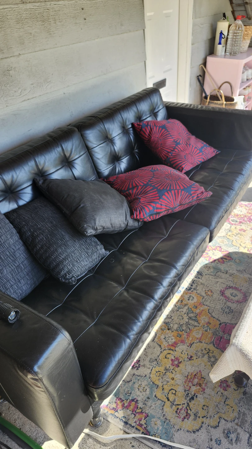Black Tufted Sofa and Houndstooth Armchair - photo 2