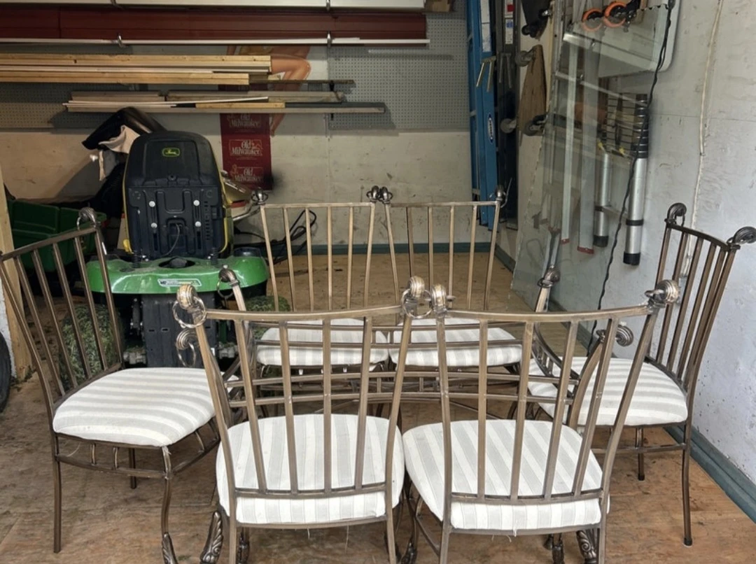 Set of 6 Wrought Iron Dining Chairs