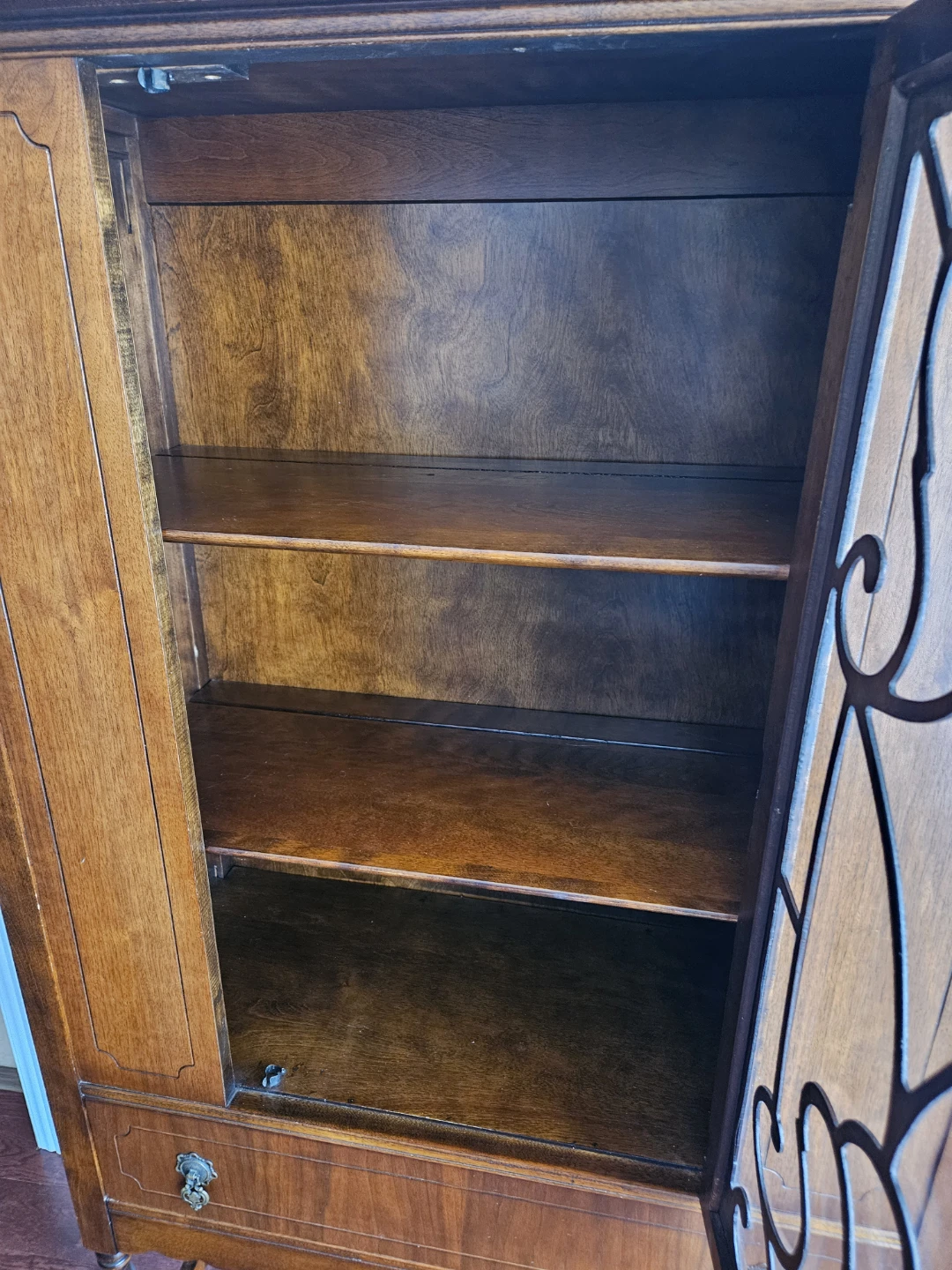 Vintage Wooden Curio Cabinet with Glass Door - photo 4