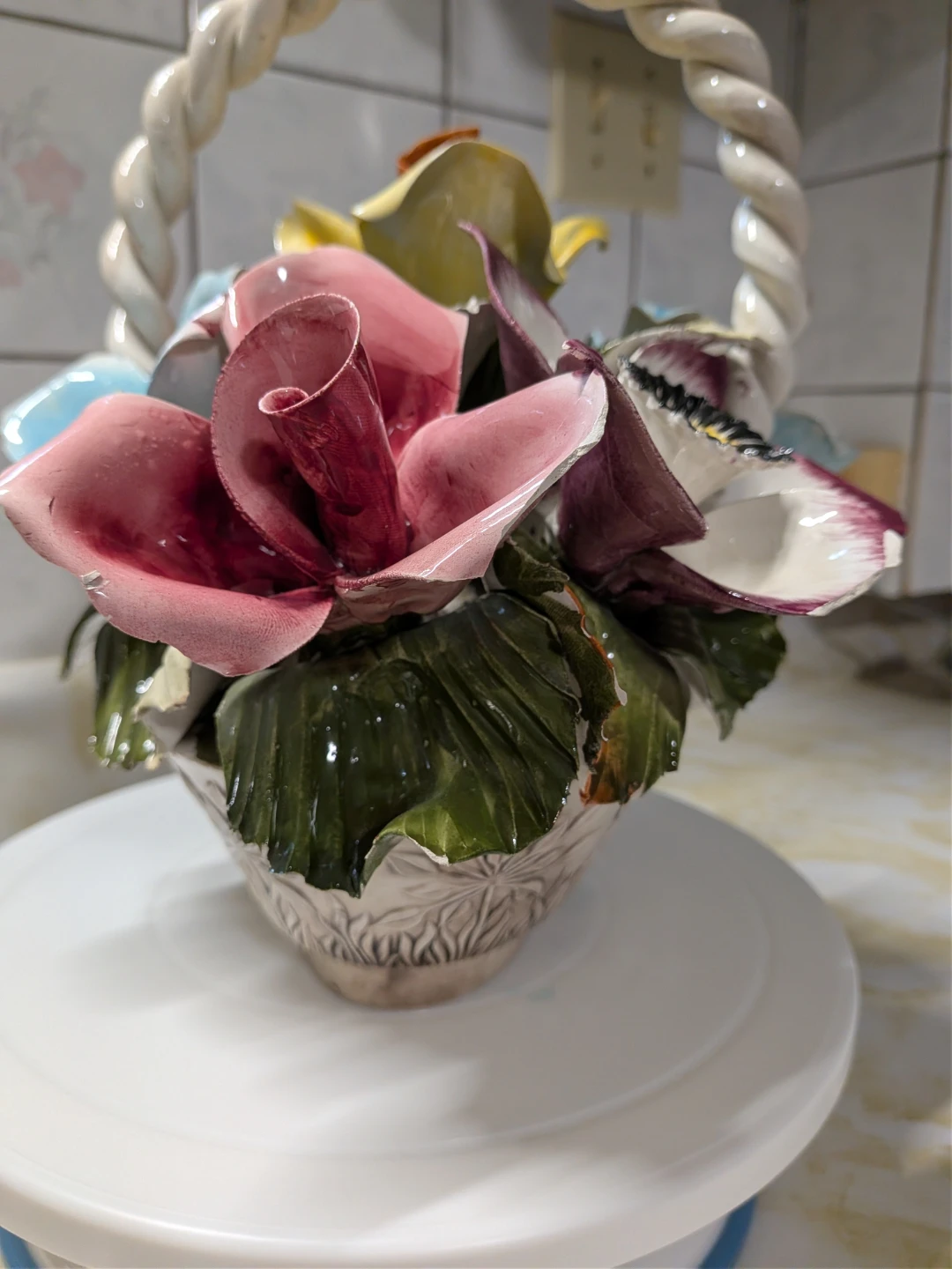 Ceramic Decorative Floral Basket - photo 4