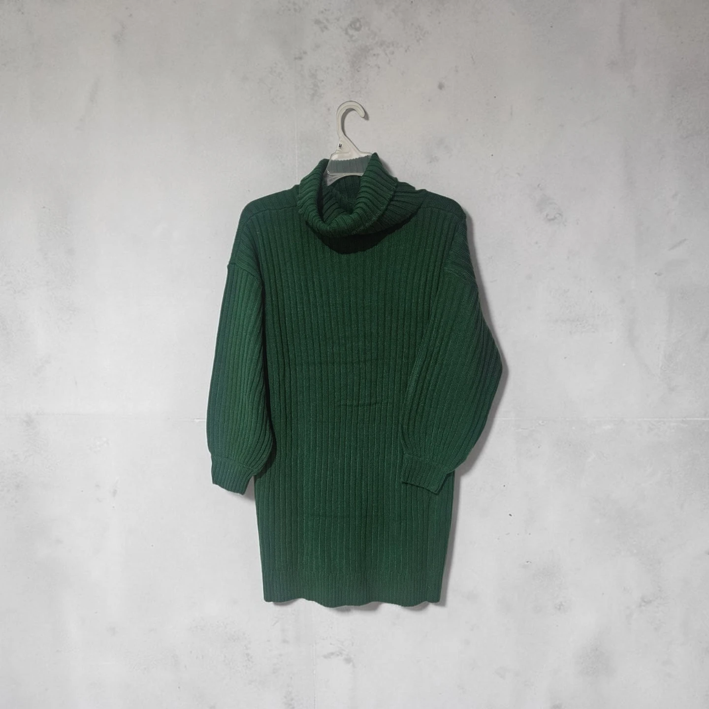Green Ribbed Turtleneck Sweater