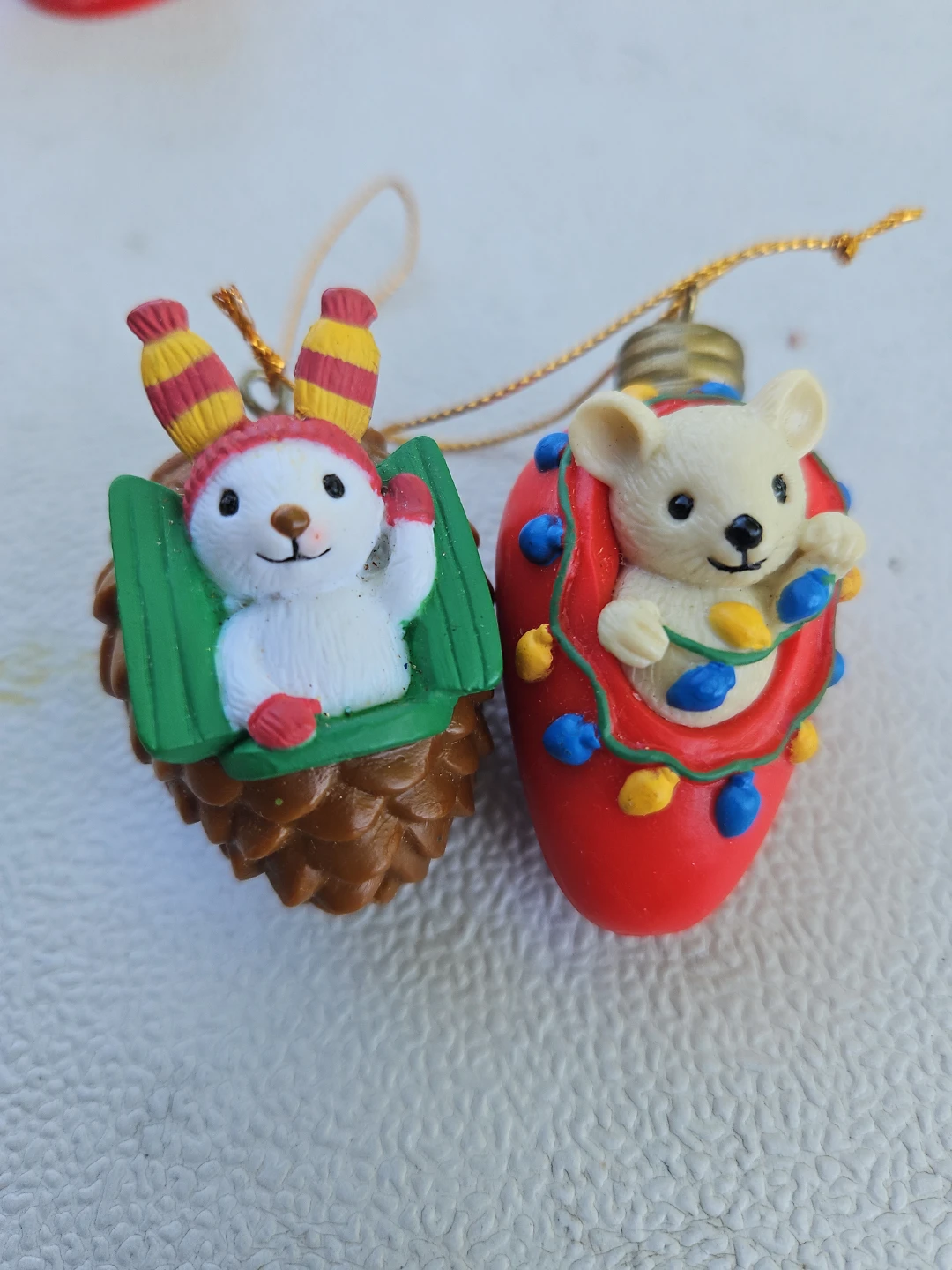 2 Christmas Tree Ornaments Vintage Avon