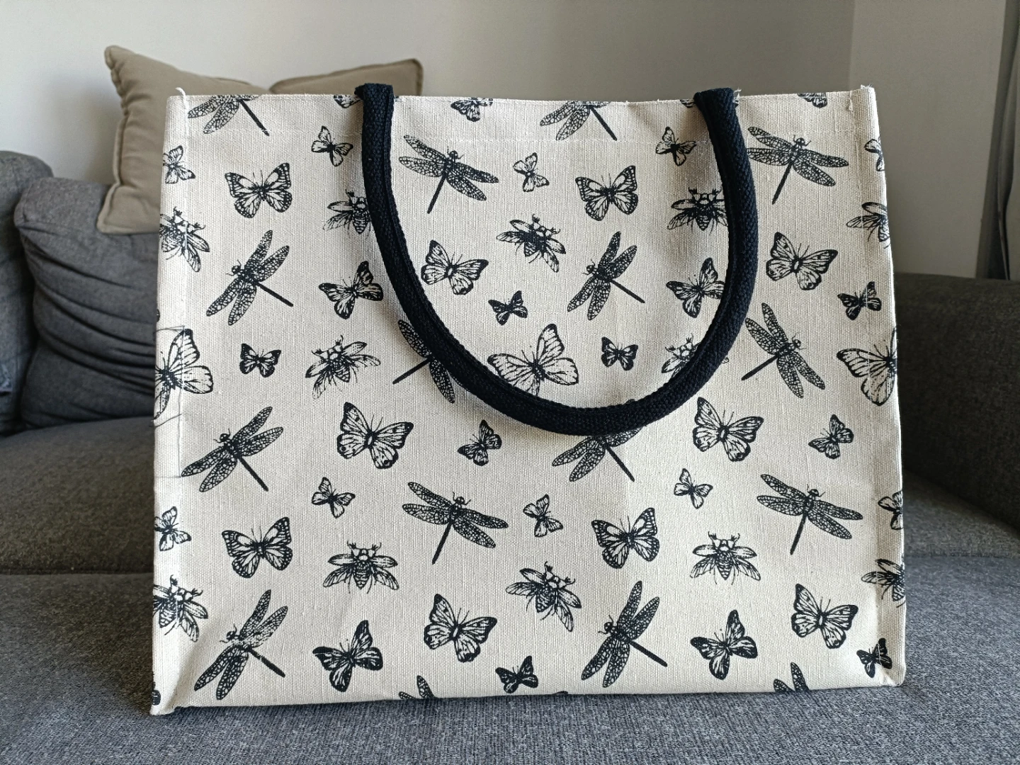 Canvas Dragonfly and Butterfly Tote Bag